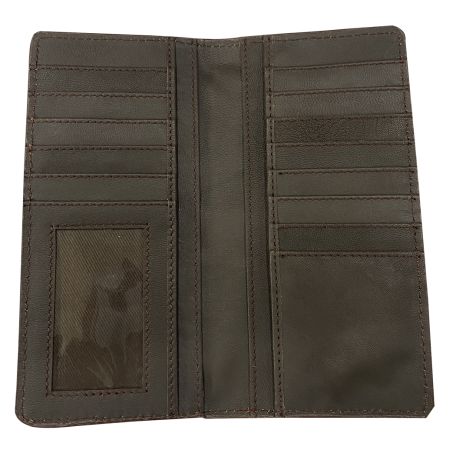 Light Brown Rough Out Leather Hair on Cowhide Bi-fold Wallet #3
